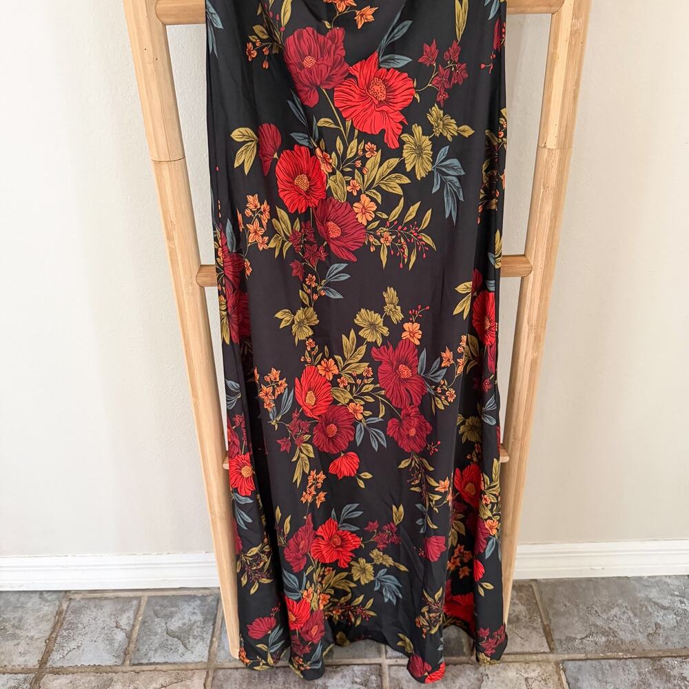 NWOT 12th Tribe Natalia Black Floral Strapless Maxi Dress Size M Floral Evening - Picture 6 of 14